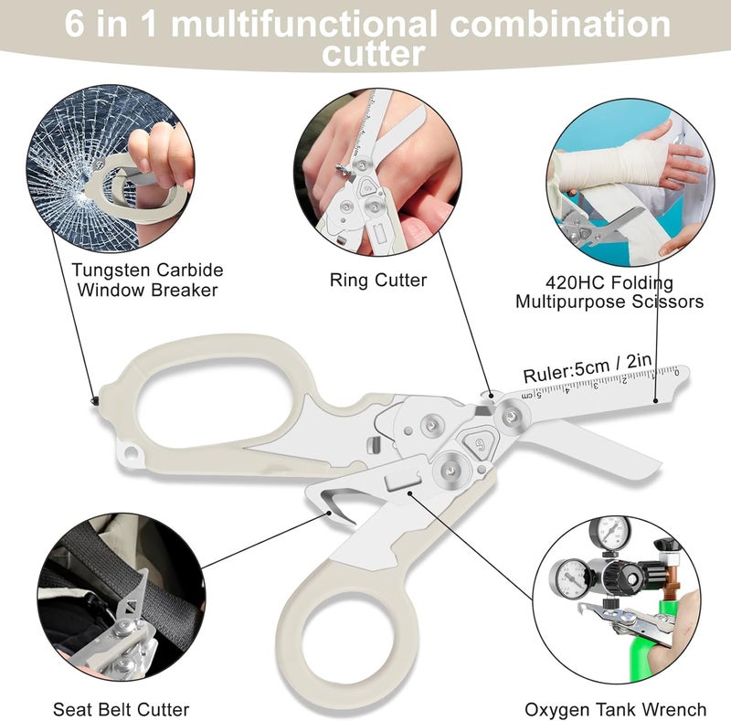 Lemasa 6-in-1 trauma shears - emergency responders, outdoor emergencies, medical staff, and outdoor camping, Gift box packaging with scissors storage K sheaths (Luminous Silver) - Image 4